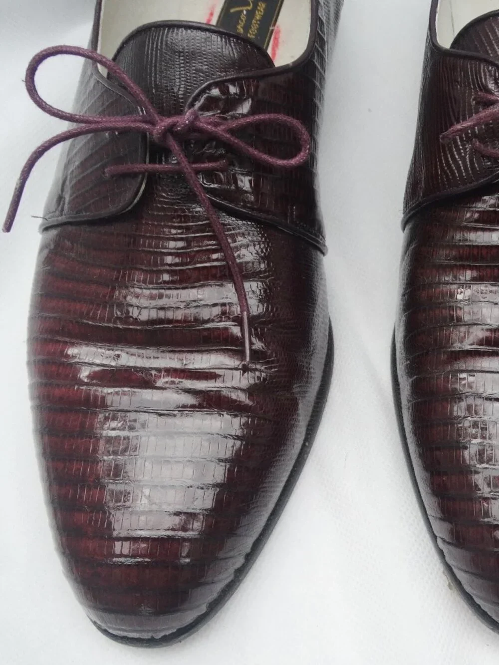 Marco Luigi Footwear Men's 11 Genuine Lizard Lace Up Oxford/Dress Shoes, vine